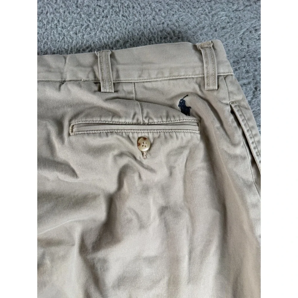 Vintage Polo Ralph Lauren Ethan Pants Men 40x32 Actual (36x30) Tan Pleated Chino